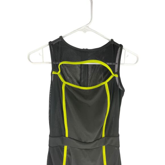 Black Neon Green One-Piece Open Bust Athletic One-Piece Women's - Picture 4 of 9